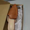 Tilocow Mules for Women Flats Pointed Toe Slip On Backless Loafers Flat Mule Business Casual Shoes Slides C Brown US 6