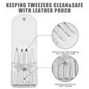 3 x Eyebrow Tweezer Set, 4 Pcs Professional Stainless Steel Tweezers for Women, Precision Tweezer for Facial Hair, Splinter and Ingrown Hair RemovalBright silver