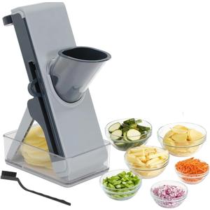 Upgrade Safe Mandoline Slicer,Potato Slicer for Kitchen,Cutter,French Fry Cutter,4 IN 1 Vegetable Food Chopper,Julienne + Dicer for VegetablesMeal Prep&bring a cleaning brushBLUE, large