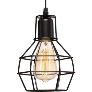 Industrial Pendant Light, Black Metal Wire Cage Hanging Light Fixture for Kitchen Island Dining Room Hallway Bar, Farmhouse Pendant Lighting Industrial Pendant Light, Black Metal Wire Cage Hanging Light Fixture for Kitchen Island Dining Room Hallway Bar, Farmhouse Pendant Lighting