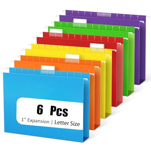Plastic Hanging File Folders, 12  Pack Plastic File Folders Letter Size with Tabs, Expandable Pastel Folders for Home and Office Filing Cabinets