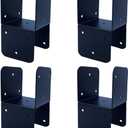 4 Pcs Black 4x4 Deck Post Caps & Tie Brackets, 14 Gauge Steel Post Anchor Connectors for Metal to Wood Posts