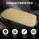 Car Center Console Cover, PU Leather Waterproof Vehicle Armrest Seat Box Cover Cushion Pad, Non Slip Soft Automotive Middle Console Protector, Universal for SUV RV Truck (Beige)