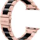 Wearlizer Compatible with Apple Watch Bands 38/40/41/42mm Womens Wristband for iWatch SE Stainless Steel Black Resin Stylish Metal Replacement for iWatch Series 11 10 9 8 7 6 5 4 3 SE/Ultra 3 2 1