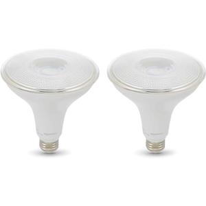 PAR38 Dusk to Dawn Sensor LED Light Bulb, 120 Watt Equivalent, Energy Efficient 14W, E26 Standard Base, Daylight White 5000K, Non-Dimmable, 10,000 Hour Lifetime , 2-Pack