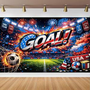 2 x USA Soccer Decorations Banner, Team USA Decorations, American Football Themed Decor, American Soccer Themed Decorative Banner for US Party Decorations, 71 x 43 Inch