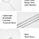 COOFANDY Men's Henley Shirt Short Sleeve Stand Collar Summer Casual Beach Hippie T-Shirts (White, XL)