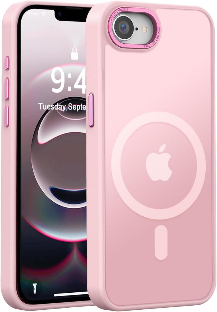 Newfuture Designed for iPhone 16e Case with Magnetic [13 FT Military Drop Protection] [Compatible with Magsafe] Slim Translucent Matte Shockproof with Anti-Fingerprint Phone Case, Tender Pink