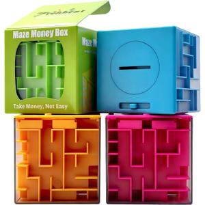 4-Pack Trekbest Money Maze Puzzle Boxes - Fun and Educational Brain Teasers for Kids and Adults for Holidays, Birthdays