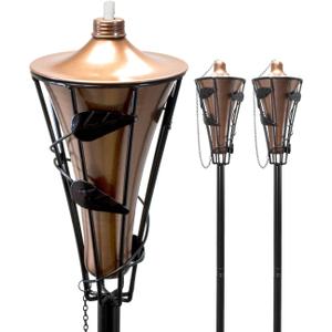 Matney Outdoor Metal Patio Torches – Use for Deck, Patio, Back Yard, Out Door parties, Wedding – Includes Fiberglass Wick and Snuffer Cap (60 Inch, 2 Pack)