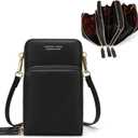myfriday Small Leather Crossbody Bag for Women with Guitar Strap Mini Crossover Bags & Shoulder Purses with 2 Card Slots