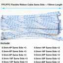 Flexible Flat Ribbon Cable Connectors Assortment Kit, 0.5mm A Type FFC FPC Connector Flat Cable Socket 4P 6P 8P 10P 12P 14P 16P 20P 30P 40P with Length of 150mm Cable (TC-0.5mm-A)