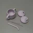 Moonkie Silicone Baby Sippy Cups | 3 Stages Training Cup Straw Cup for Infants Toddlers and Kid | 4 oz 1Pack (Mauve)