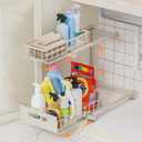 Under Sink Organizer, Heavy Duty Metal Pull Out Cabinet Organizer Slide Out Sink Shelf Organizer Height Adjustable, Multi-Purpose Storage Shelf for Kitchen Bathroom(Sand,1Pack)