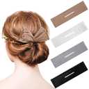 4 Pieces Deft Hair Bun Maker Doughnut Hair Bun French Hairstyle(Black, Khaki, White, Gray)