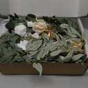 Ling's moment Flower Garland - 6FT Eucalyptus & Rose - Sweetheart Table Decor for Wedding Reception, Artificial Silk Floral Garland for Mantle, Spring, Garden Christmas Decoration, White Beige