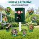 Solar Ultrasonic Animal Repellent, Deer Repellent, Cat Repellent Outdoor,Squirrels Repellent,Waterproof, Motion Detection Strobe Light Alarm Deterrence Raccoons,Bird, Dogs, Rabbits, Skunks.2-Pack