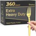 360 Count Extra Heavy Duty Gold Plastic Forks Disposable, BPA-Free, Heat Resistant, Solid and Durable Disposable Forks Bulk, Premium Plastic Forks heavy duty for Party Supply