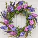 Spring Wreaths for Front Door with Lavender and Lilac, 20 Inch Outdoor Summer Wreath, Farmhouse Indoor Decor, Purple Floral Wreath for Wedding Home Wall Window Porch