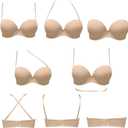Plusexy Women's Push Up Strapless Bra Thick Padded Underwire Convertible Multiway Bras (34C, Nude)