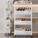 Slim Storage Cart, Plastic Kitchen Gap Storage, Multi-Layer Organizer with 360 Swivel Wheels for Kitchen Bathroom (Black,3 Tier)