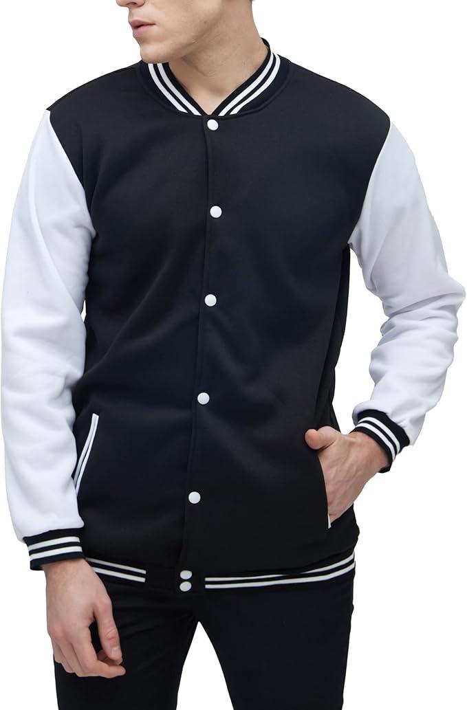 Yuji Itadori Mens Varsity Jacket Baseball Letterman Bomber Jacket Fleece Long Sleeve Coat Casual Clothing (Large, Black)