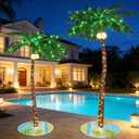 5ft&7ft Lighted Palm with Tree Skirt Set - 76&116 LED Lights with 14&16 Twinkling Lights & Glowing Coconuts, Tropical Decor for Indoor Outdoor Patio Garden Party