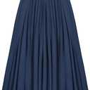 Scarlet Darkness Women Casual Maxi Skirt Flowy Bohemian Renaissance Long Skirts (XX-Large, Navy Blue)