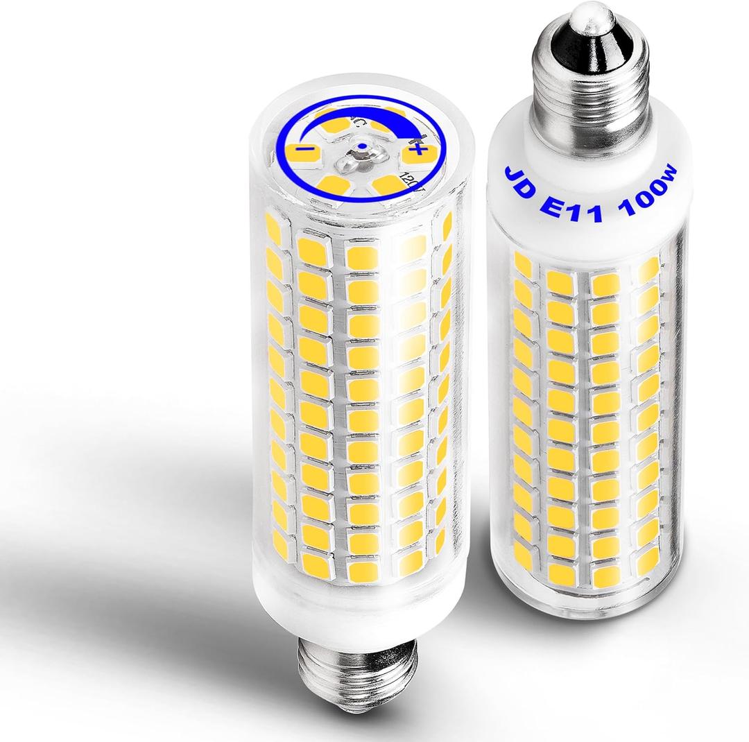 Ziomitus E11 Led Bulbs,JDE11 120V 100W Halogen Candelabra Bulbs Equiva Dimmable,T3 T4 Mini Base,4000K Natural White 10W 1000 LM E11 for Chandeliers,Candelabra,Ceiling Fan, Table Lamps,2Pack