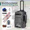 Rolling Baseball Bag,Wheeled Softball Bag with Fence Hook for TBall Bat & Equipment,Lightweight Baseball Bat with Shoe Compartment, 21" x 14" x 11"