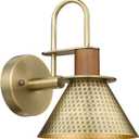 Antique Brass Wall Sconce, HWH Hammered Barn Wall Light Fixtures, 1-Light Single Sconce Vanity Light, Farmhouse Wall Lamp for Bedroom Bedside Kitchen Hallway, Hammered Metal Shade, 5HZG74B-L BG