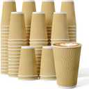 90 Count 16 oz Coffee Cups, Insulated Ripple Wall Paper Hot Cups, Leak-Proof Paper Cups for Coffee, Tea, Cocoa, Perfect for Office, Party, Travel