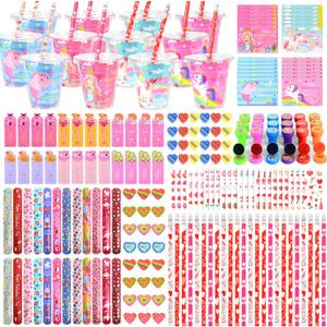 24 Pack Valentines Day Gifts for Kids School Classroom Exchange Gifts Valentines Stationery, Valentines Party Favors with Gift Card Stampers Pencils Rulers Sticker Goodie Bag Fillers for Kids