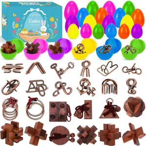 Easter Basket Stuffers,24 Pack Fun Easter Brain Teaser Puzzle Toys, Egg Fillers, Filled Easter Eggs for Kids,Mind-Challenging Puzzle Games & Party Favors for Teens