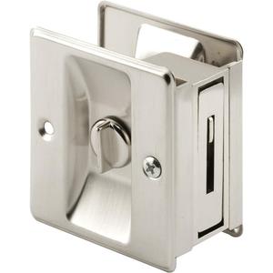 Prime-Line N 7239 Pocket Door Privacy Lock with Pull - Replace Old or Damaged Pocket Door Locks Quickly and Easily  Satin Nickel (Single Pack) (1 Pack)