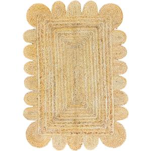 Scallop Pattern Jute Bohemian Area Rug (2' x 3')