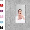 Small Photo Album 4x6,Linen Cover Slide-in Mini Photo Album Book Can Holds 100 4x6 Photos with 50 Black Sheets for Baby Family Pictures Artwork or Postcards Storage (Gray)
