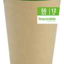 Responsible Products Certified Compostable 12 oz Paper Cups, Cold ＆ Hot Coffee Cups, Disposable Paper Cups, Extra Strength Disposable Cups, Made without PFAS (50 count)