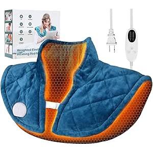 2.5 Lbs Weighted Heating Pad for Neck and Shoulders, Electric Heating Pad, 5 Heat Settings, 4 AutoOff Timers, Ideal Gift for Mom, Dad, Soft Flannel MachineWashable