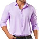 Dress Shirts for Men Big and Tall(XL Big-6XL Big Tall) Button Down Long Sleeve Tuxedo Business Casual Collared Shirt (Purple, XXL)