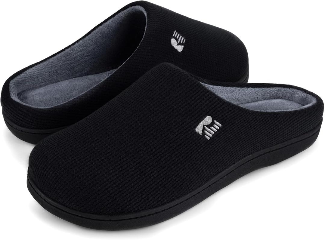 RockDove Men's Original Two-Tone Memory Foam Slipper (10.5, Black/Grey)