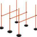 Orange Adjustable Height Agility Hurdle Set Multi-Function Soccer Trainning Pole Set Coaching Sticks with Rubber Base