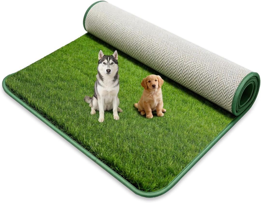 Artificial Grass for Dogs Potty, 31x51In Washable Hemmed Edge Grass Pee Pad Outdoor Indoor, Realistic Dog Grass Mat with Drainage Holes, Dogs Potty Training Rug for Balcony Lawn Decoration