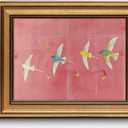 BRUZYIYE Gold Framed Wall Art Vintage Wall Art Swallow Canvas Art Bird Pictures Pink Paintings Cute Prints Animal Wall Decor Artwork For Girls room Bedroom Kids Room 8x10in