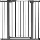 Babelio 36" Tall Baby Gate, 26-40" Wide Auto Close Pet Gate, PressGuard C5 Pressure Mounted Metal Dog Gate, Easy-Install No Drilling, No Tools Needed, with Wall Protectors and Extension Kits, Black