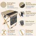 16" Extra Tall Portable Collapsible Stool,Sturdy and Durable Folding Backpack Stool with 3 Side Pockets,Ideal for Camping, Hiking, Outdoor Activities Portable Chair (Khaki)