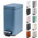 M-Aimee 1.3 Gallon Slim Small Trash Can with Lid Soft Close, Stainless Steel Garbage Can for Bathroom Bedroom Office, Rectangular Step Trash Bin with Removable Inner Waste Basket (Blue)