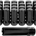 Set of 24, M14X2.0 Lug Nuts 2'' Spline Wheel Lug Nuts Fits 2003-2014 Expedition Navigator 2004-2014 F150, Conical Bulge Seat, Closed End W/ 1 Socket Key