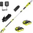 EWORK 20V 8" Cordless Pole Saws for Tree Trimming with Battery & Charger | Tool-Less Chain Tensione, Lightweight Electric Pole Chain saw with 4-Angle Adjustable Head