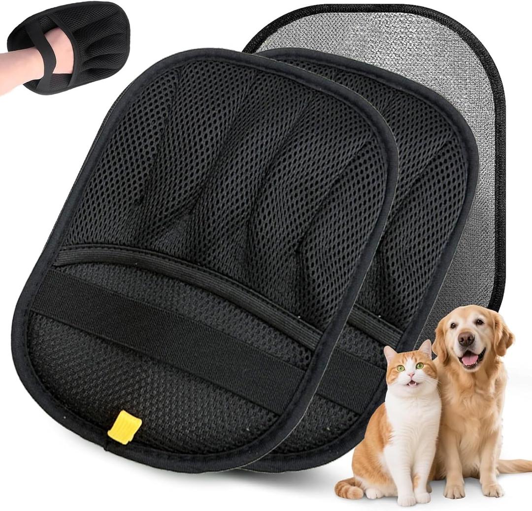 2 Packs Pet Hair Removal Glove,Pet Hair Remover for Cat & Dog,New Upgraded Electrostatic Gloves Pet Hair,Reusable Electro Static Pet Hair Remover Electrostatic Gloves for Furniture,Couch